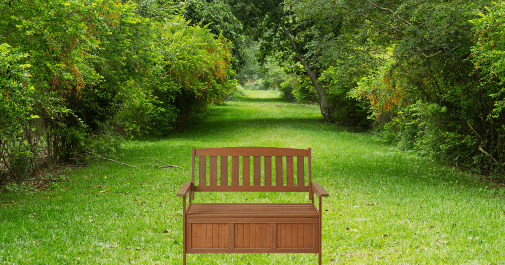 wooden bench with storage